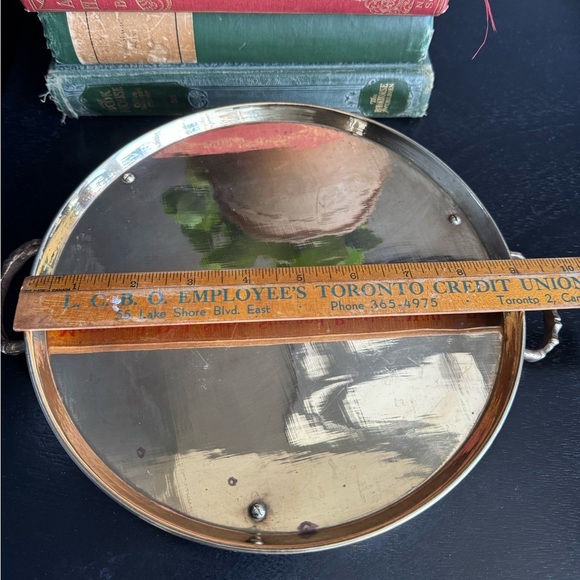 Vintage Brass Faux Bamboo 9” Polished Serving Tray Vanity Hollywood Regency MCM - Picture 3 of 4